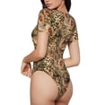 thumbnail image 2 of Kdxio Animal Leopard for Women's Short-Sleeved Onesie Stylish Round Neck Pajamas Bodysuit Jumpsuit Nightwear-Large, 2 of 7