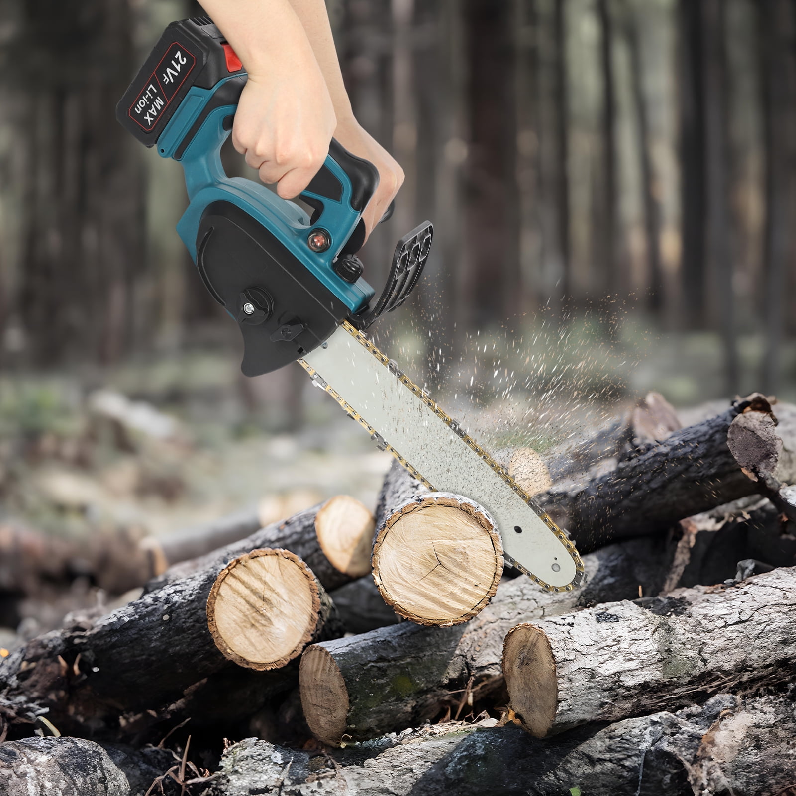 Brushless Lithium Battery Chainsaw, 10-Inch Manganese Steel Blade, High Efficiency Cutting, Lightweight & Safe for DIY &&nbsp; Use