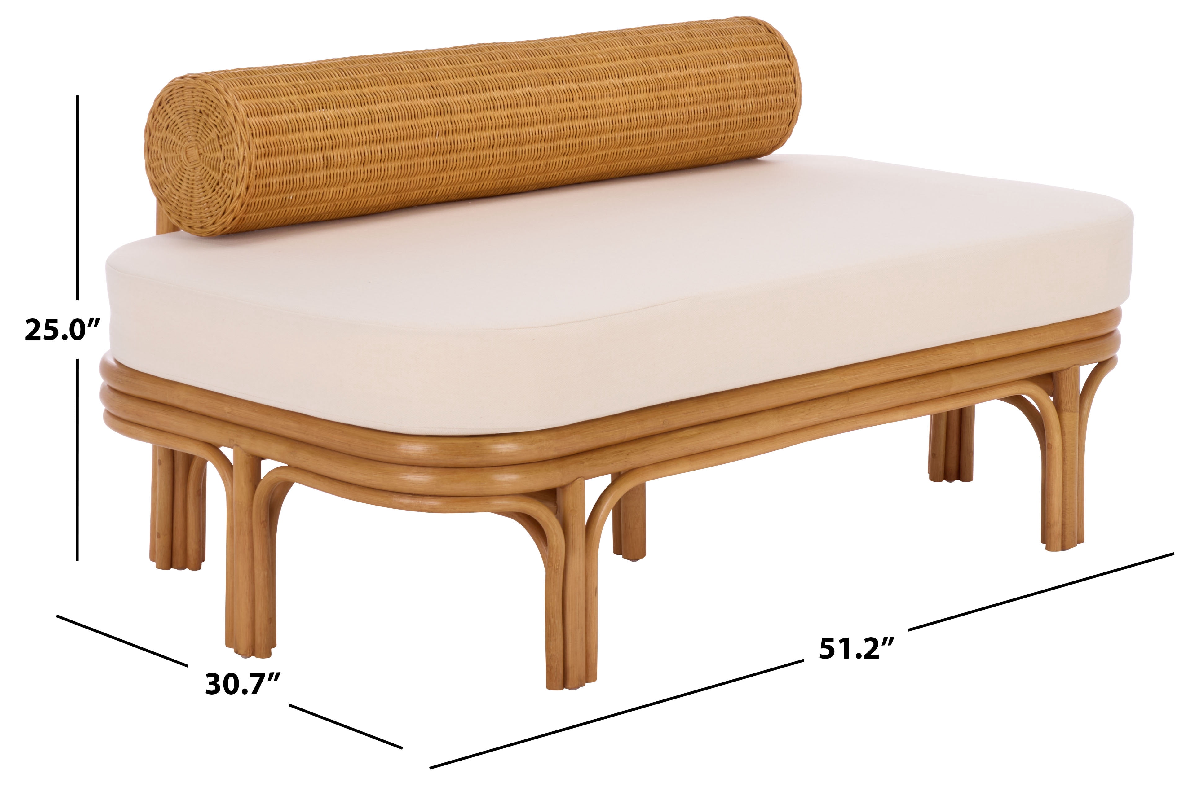 Safavieh Couture Fowley Rattan Upholstered Bench, Natural