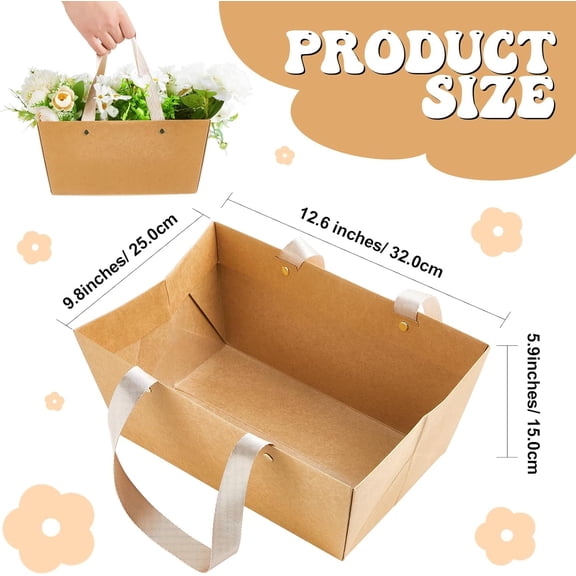 48 Pcs Basket for Gifts Empty  Bulk Gift Basket Kit with Handles Kraft Cardboard Tray for Wedding Baby Shower Graduation Party Anniversary Party Display(Brown)