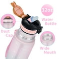 thumbnail image 3 of 32oz Motivational Water Bottle with Time to Drink, Sports Water Jug with Removable Straw & Time Marker, Wide Mouth, Leakproof, BPA Free for Gym, Come with Cleaning Brush, Blue + Pink, 3 of 9