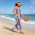 thumbnail image 2 of Women Dress Oversize Style Open-Back Design-Red Blue Python Pattern Patterng, 2 of 6