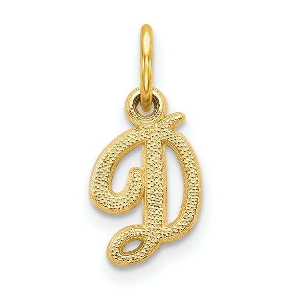 14k Yellow Gold 14KY Script Letter D Initial Charm Pendant