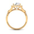 thumbnail image 2 of Moissanite Engagement Ring for Women, Halo Moissanite Criss Cross Ring in Gold (3 CT, D-VS1 Quality, 8 mm Round Cut Moissanite, Rosec Jewels), 10K Yellow Gold, US 5.25, 2 of 9