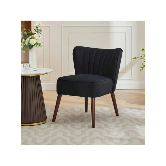 Studyset Modern Velvet Accent Chair,Soft Upholstered Living Room Chair With Wooden Legs,Comfy Armless Lounge Chair For Bedroom,Waiting Room, Office And Vanity