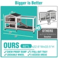 thumbnail image 4 of Aivituvin 62" Rabbit Hutch with Chew-Proof Ramp & Waterproof Roof - Indoor/Outdoor Bunny Cage, 2-Story Design, 6 Lockable Caster Wheels & Dual Pull-Out Trays (Brown), 4 of 10