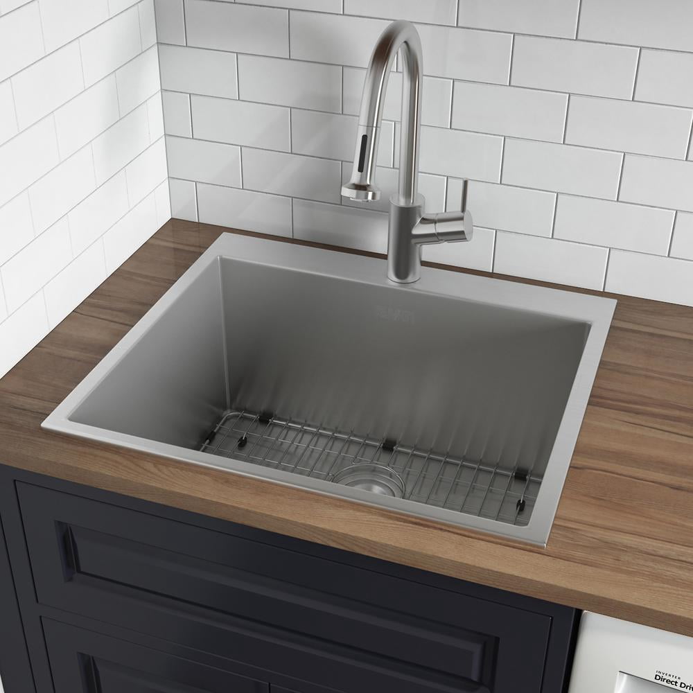Ruvati Topmount Laundry Utility Sink 18 x 22 x 12 inch Rounded Corners Deep 16 Gauge Stainless Steel