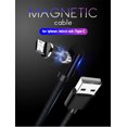 thumbnail image 3 of Cable magnético, 3 en 1 en forma de L Nylon trenzado USB Carga rápida y cable de sincronización de datos con luz LED Compatible con micro USB, teléfono inteligente tipo C y producto Xemadio XM053, 3 of 7