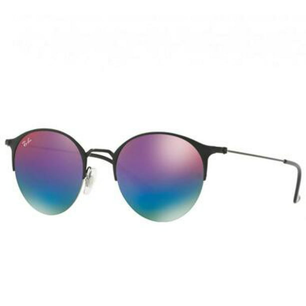 Ray-Ban RB3578 186/B1 Round Blue Violet Gradient Mirror Lens Black Frame  Sunglasses 