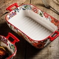 thumbnail image 3 of 850ml Butterfly Flower Ceramic Baking Pan Rectangular Double-Handled Baking Steak Roasted Dishes, 3 of 6