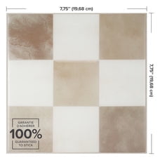 Smart Tiles Peel and Stick Backsplash, 5 Adhesive Tiles, Damier Beige/Ivory, 7.75"x7.75"