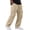 Khaki -BY29, variant on Dwellite Cargo Pants for Men Summer Vacation Lightweight Drawstring Pants Elastic Waist Beach Yoga Trousers with Pockets Khaki 2XL