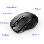 VicTsing 2.4G Wireless Computer Mouse USB Cordless Mice for Laptop, Ergo Grips, 800-2400 DPI, 16 Months Battery, Auto-sleep Mode, Portable Computer Mouse for PC Mac Chromebook, 6 Button - Black