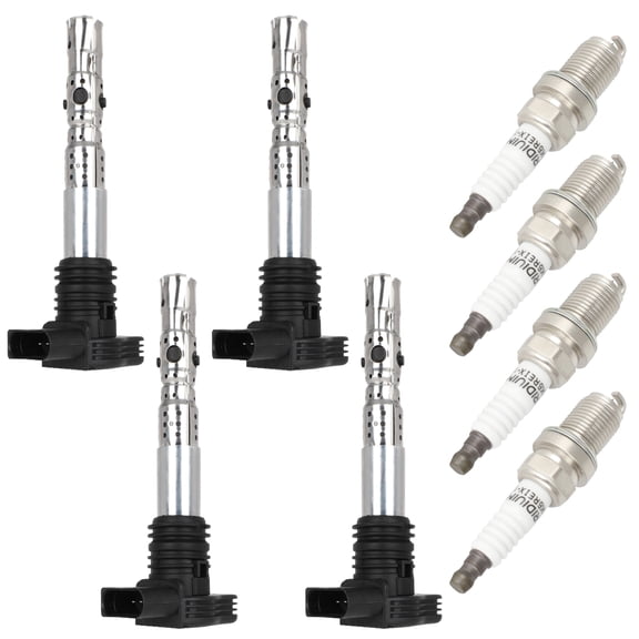 SCITOO 4 ignition coils UF411 with 4 Iridium Spark Plugs for Volkswagen for Jetta 2001-2005 for Passat Golf Beetle & for Audi A4 A4 Quattro A6 Quattro TT TT Quattro Allroad Quattro
