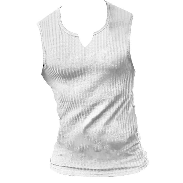 adviicd Sleeveless Gym Shirt Men Men's Stretch Cool Dry Muscle Tank Tops  Athletic Crewneck Sleeveless Workout Shirts White,XL 
