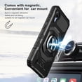 thumbnail image 3 of TJS for Cricket Debut S2 / AT&T Calypso 4 Phone Case, [Military Grade] Robotic Magnetic Support Car Mount Metal Ring Holder Kickstand Cover (Black), 3 of 6