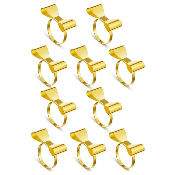 10 Uds. Anillos para Servilletas con Lazo, Anillos Dorados para Servilletas con Lazo, Anillos para Servilletas, Servilletero con Lazo de Metal, Hebillas para Servilletas