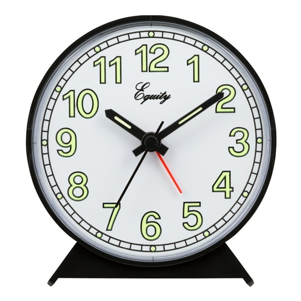 Equity BatteryOperated Black Tabletop Quartz Analog Alarm Clock, 14077