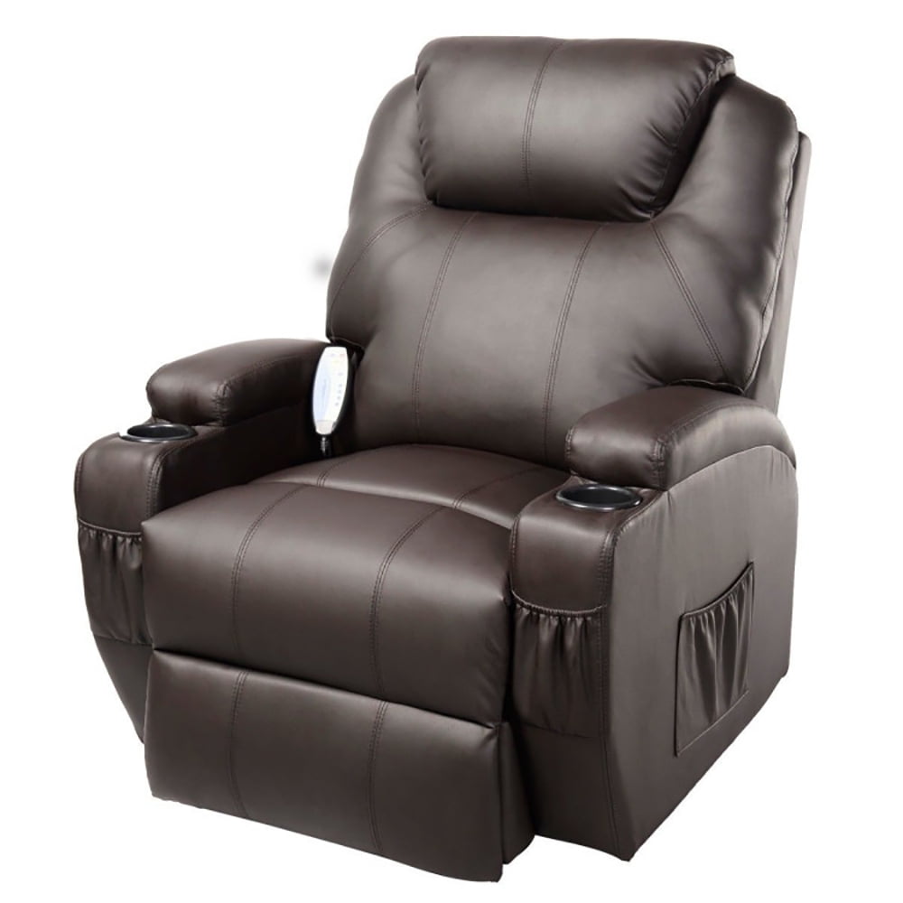 Finihen Massage Recliner Chair, Ergonomic Heated Massage Recliner Sofa Chair Deluxe Lounge Executive w/ Control, for Living Room, Bedroom, Brown Finihen Massage Recliner Chair, Ergonomic Heated Massage Recliner Sofa Chair Deluxe Lounge Executive w/ Control, for Living Room, Bedroom, Brown