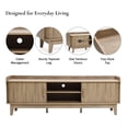 thumbnail image 3 of LuxenHome Mid-Century Modern Tambour-Style 2-Door 63-Inch Wide TV Stand with Tray Top, Oak, 3 of 8