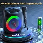 JYX Bluetooth Speaker with Microphone, Portable Party Speaker with LED Light for Outdoor, D18