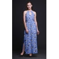 thumbnail image 5 of Bimba Bird Women Printed Crew Neck Side Slits Halter Dress Long Evening Gown-Large, 5 of 6