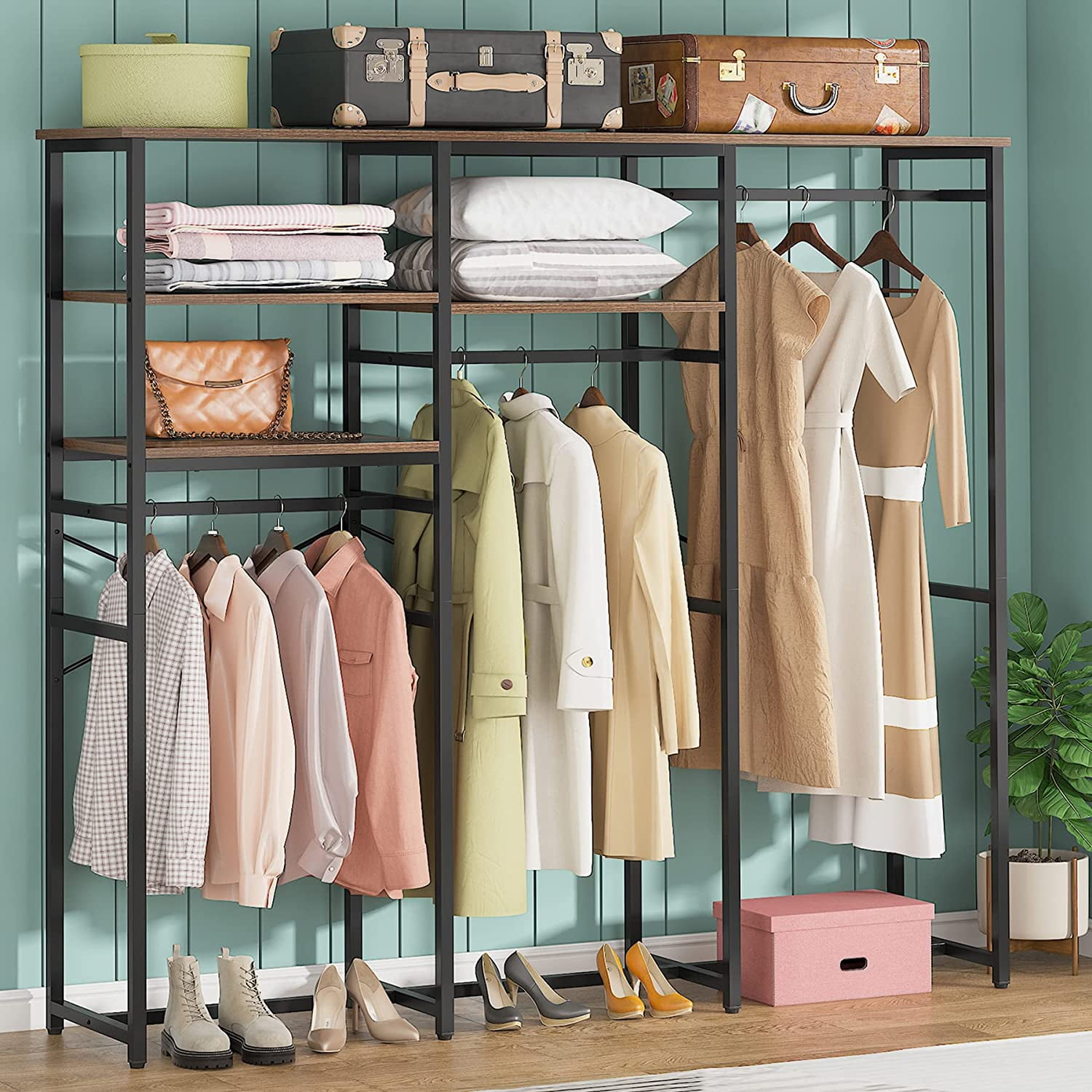 HOME-COMPLETE 74 in. H White Metal Hanging Closet Organizer