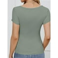 thumbnail image 6 of Women Short Sleeve Scoop Neck Tops Shirts Fitted Summer Tshirt Tee, 6 of 7