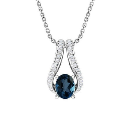 Oval-cut London Blue Topaz pendant necklace