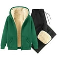 thumbnail image 2 of NJDVHB Warm Hooded Sweatshirts Set for Men,Track Suits for Men Set,Winter Outfits for Men Solid Drawstring Trouser Warm Long Sleeve Hooded Casual Outwear & Jackets Set,Green,S, 2 of 3