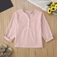 thumbnail image 2 of Miqool Kids Cotton Linen Shirt Rolled Long Sleeve Button Down Shirt Summer Beach Tops for 5-14 Years Boys and Girls, 2 of 4
