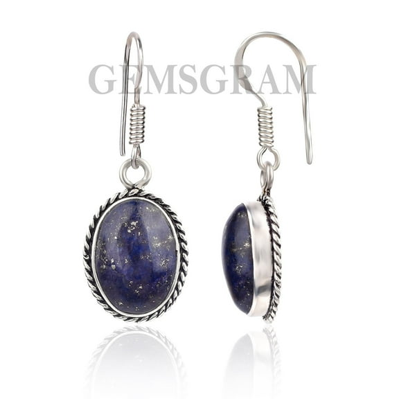 Radiant Oval Lapis Lazuli Earrings in Sterling Silver | Mesmerizing Blue Brilliance