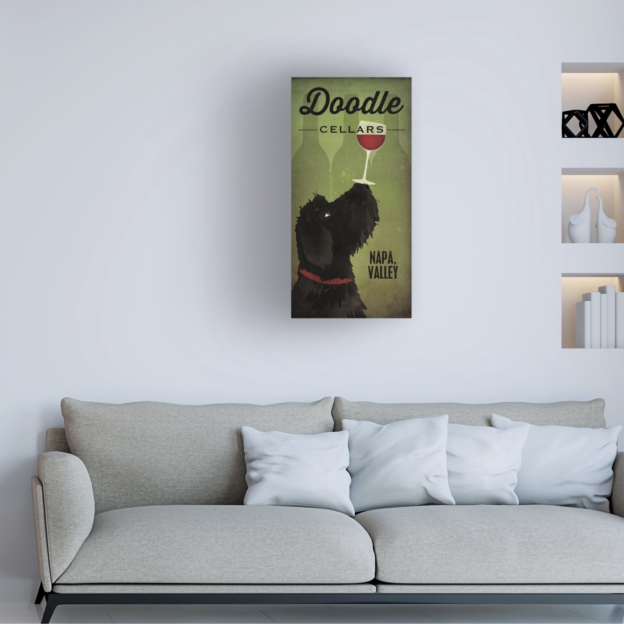 Trademark Fine Art 'Doodle Wine II Black Dog' Canvas Art by Ryan Fowler