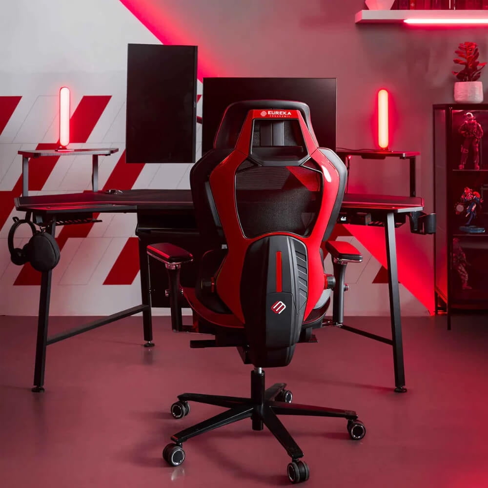 Eureka Ergonomic ERKGC05R Typhon Hybrid Ergonomic Gaming Chair - Red