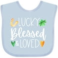 thumbnail image 3 of Inktastic Lucky Blessed and Loved Horseshoe Clover Hearts Boys or Girls Baby Bib, 3 of 4