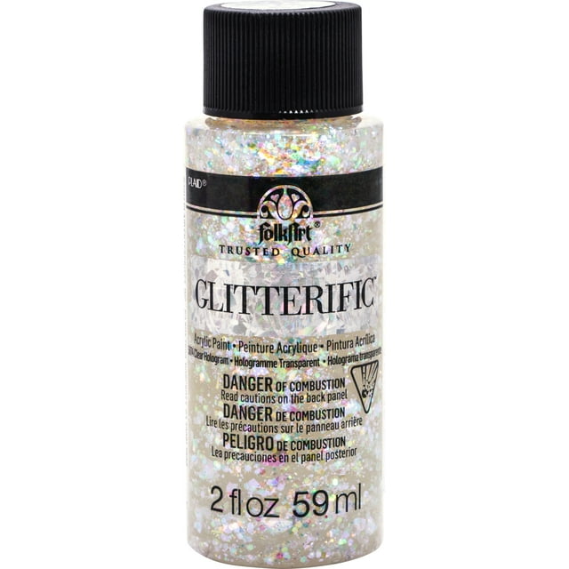 FolkArt Glitterific Acrylic Paint, Clear Hologram, 2 fl oz