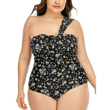 Sexy Dance Women Floral Swimsuit One Piece Plus Size Monokinis Swimwear Cover Up Ladies Swimming Costumes Beachwear Bathing Suit Push Up Bra Padded Backless Tummy Control Surfing Swimming Summer Fall