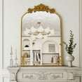 thumbnail image 5 of Easy4Home 26"x40" Arched Baroque Style Bathroom Mirror Vintage Decorative Wall Mirror, Antique Gold, 5 of 6