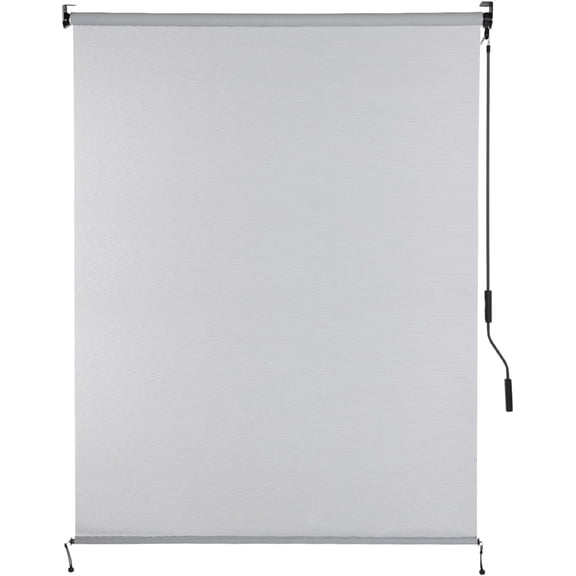 COWVIE Outdoor Cordless Roller Shade, 4'W x 8'H Solar Fabric Sun Shade, 5% Openness Outdoor Blinds with 95% UV Protection for Porch, Gazebo, Pergola Use, Gray