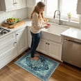 thumbnail image 4 of Area Rugs Washable Non-Slip, Floral Vintage Distress Print Pattern Medallion Carpet for Living Room Bedroom Dining Room, Teal Green Lake Blue Turquoise, 4 of 8