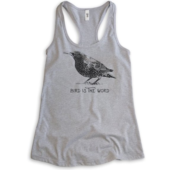 Bird Is The Word Tank Top, Ladies Racerback Tank Top, Bird Tank, Animal Tank, Animal Lover Tank, Heather Gray, Small