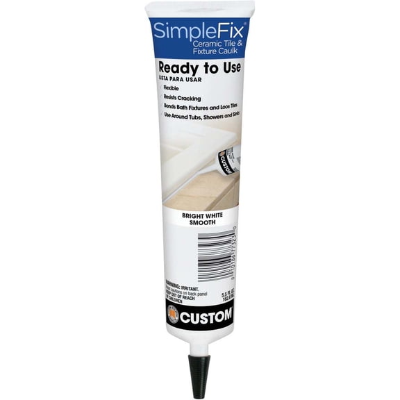 Simplefix Ceramic Tile & Fixture Caulk - Waterproof Multi-Purpose - 5.5 Oz, Bright White