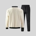 thumbnail image 4 of mihongmao Spring Outfits for Men 2026 Men's Casual Long Sleeve Solid Color Stand Collar Elastic Waist Drawstring Pocket Outdoor Sports Two-Piece Set Khaki S, 4 of 5