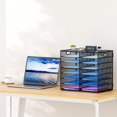 thumbnail image 3 of Lavatino 14 Compartments Paper Organizer for Desk, Mesh Literature Organizer, Mail File Sorter Tray with Handle, Desktop Mailbox for Office Classroom, 3 of 6