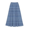 thumbnail image 4 of qolati Women's Floral Maxi Skirts Casual Elastic High Waist Ruffle Long Skirts Vintage Boho A Line Pleated Flowy Beach Ladies Skirts Blue XXL, 4 of 5
