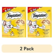 (2 pack) Temptations Classic Tasty Chicken Flavor Crunchy And Soft Treats For Cats, 6.3 Oz Pouch