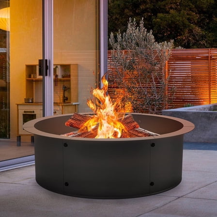 33 Inch Fire Pit Ring Insert, 30 Inch Inner Round Steel Wood Burning Fire Pit Liner, DIY Above or In-Ground Outdoor Firepit for Backyard, Patio, Camping