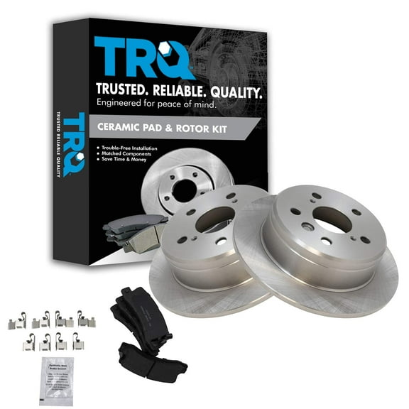 TRQ Rear Brake Pad & Rotor Kit Brake Pads Brake Rotor Ceramic Fits Select 1997-1999 Lexus ES300 1992-1999 Toyota Camry 1999 Solara