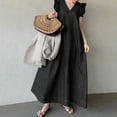 thumbnail image 2 of Chouyatou Womens Long Denim Dress Casual Loose Fit Ruffle Sleeveless V-Neck Jean Maxi Dresses, 2 of 3