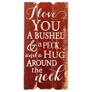 I Love You Bushel & Peck 12 x 6 Small Fence Post Wood Look Decorative Sign Plaque